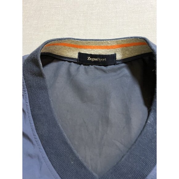 ZegnaS Sport Jacket Windbreaker Mens XL Blue Zip Pockets Long Sleeve Pullover - Picture 2 of 8